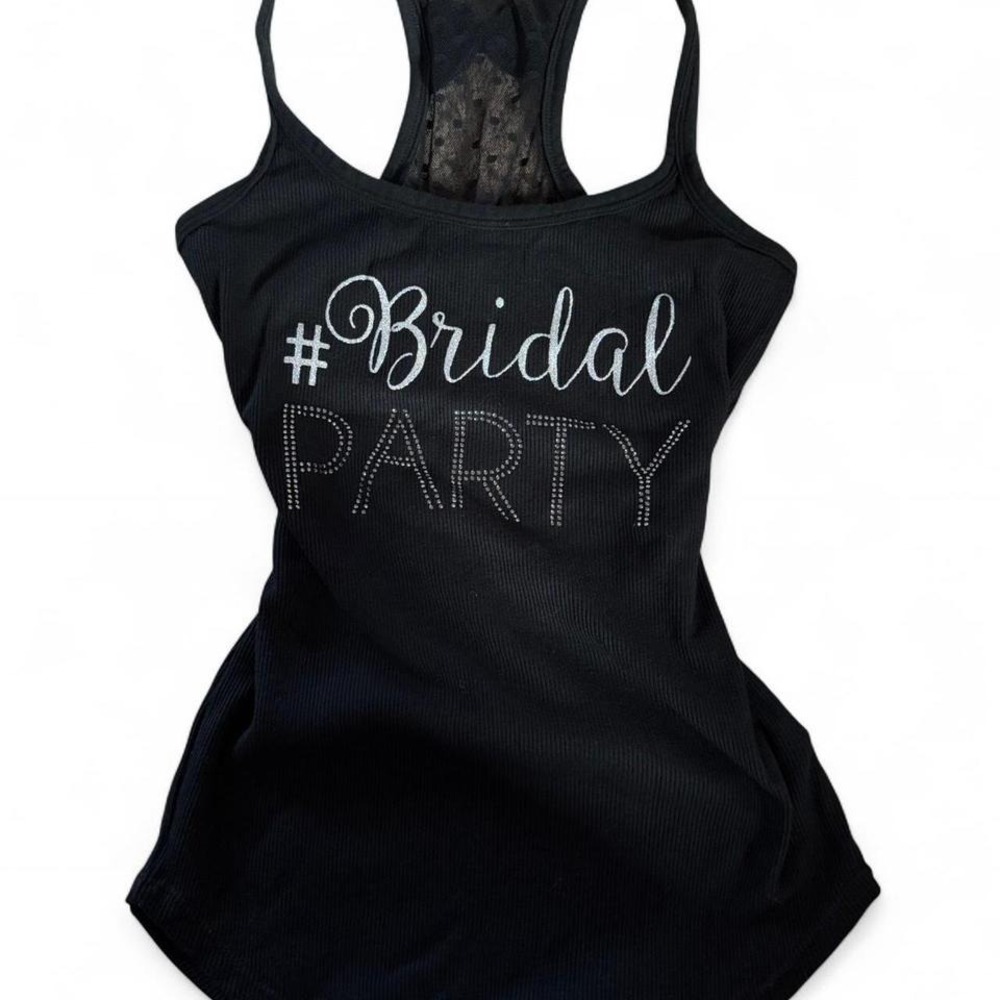 Betsey Johnson Black rhinestone‎ and bow back detailed Bridal Party tank top